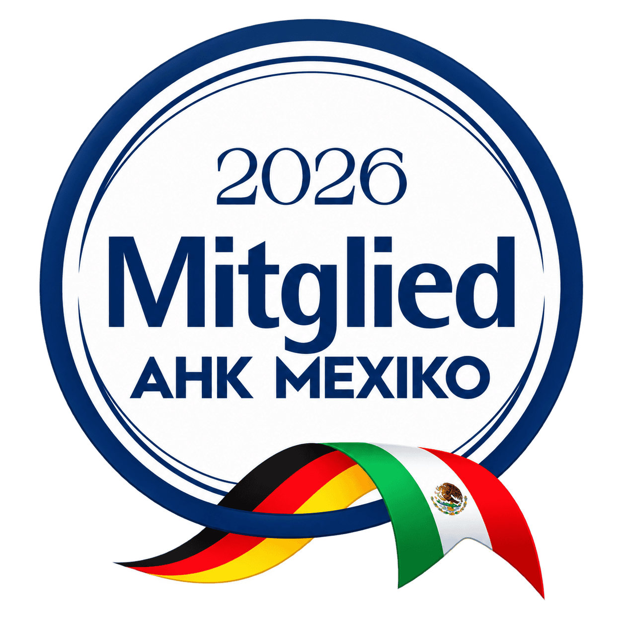 Emblema AHK México 2026 con Cinta Tricolor